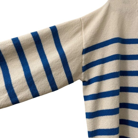 Rails Geneva White Azure Knit Oversized Blue Striped Cardigan Sweater Large - Picture 4 of 7